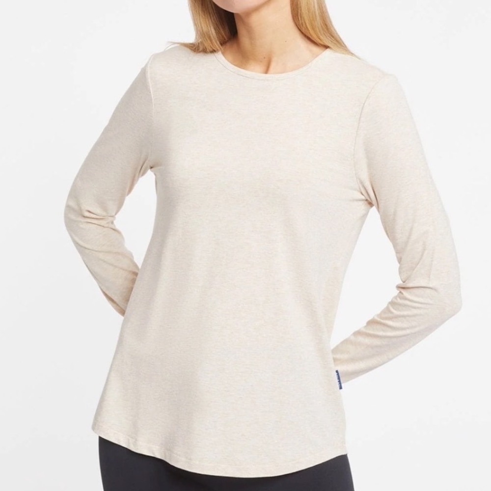 Solbari Womens Sun Top Size Medium Beige UPF50+ Bamboo Long Sleeve Thumbholes